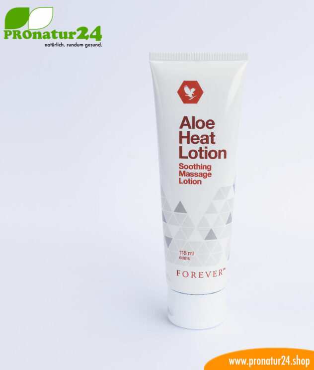 Aloe Vera Heat Lotion von Forever wirkt pflegend, durchblutungsfördernd und strahlt wohltuende Wärme aus.