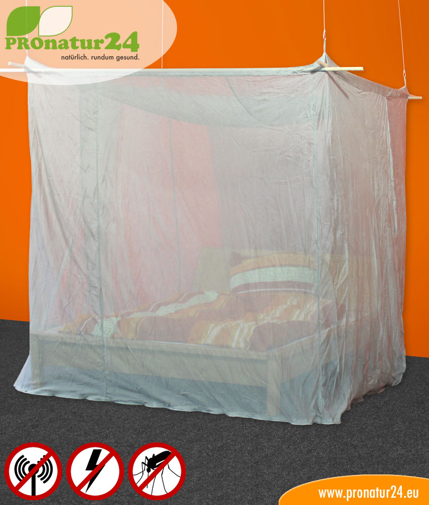 Baldachin fürs Doppelbett mit Schutz vor Elektrosmog durch Funk (HF) und elektrischen Feldern (NF)