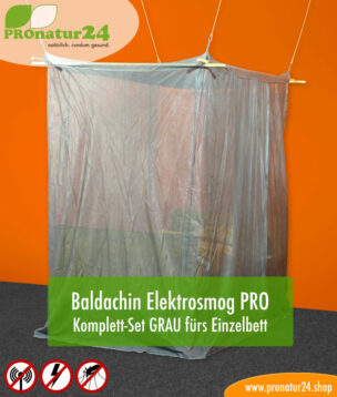 Baldachin SET Elektrosmog PRO in Grau fürs Einzelbett