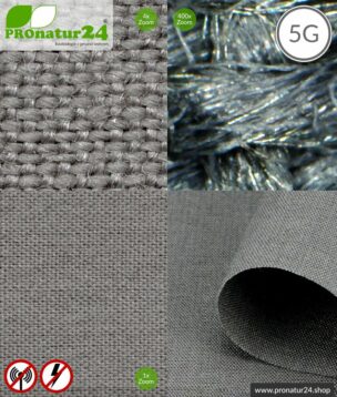 Abschirmstoff STEEL GRAY für Vorhänge, Bettwaren und Decken. HF Abschirmung bis 35 dB, erdbar. Wirkungsvoll gegen 5G!