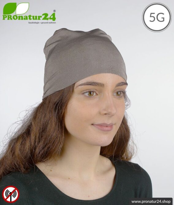 Abschirmender Kopfschutz TKE / dehnbares Kopftuch / Headgear. Schutz bis 50 dB vor Elektrosmog (Handy, WLAN, LTE). Wirkungsvoll gegen 5G!
