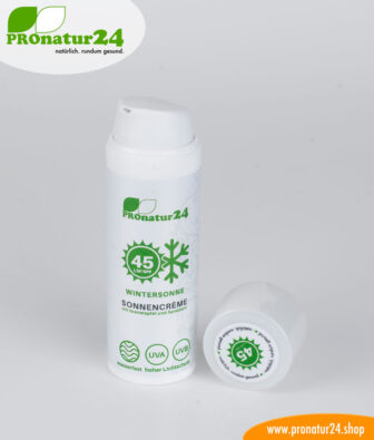 Sonnencreme LSF 45 - WINTER SONNE. Mineralischer Lichtschutz, UVA, UVB für den Wintersport - VEGAN und OHNE CHEMIE