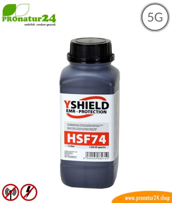 Abschirmfarbe HSF74, HF Abschirmung bis 45 dB, NF Erdung notwendig. Ohne Konservierungsstoffe von YSHIELD. 5G ready!
