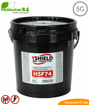 Abschirmfarbe HSF74, HF Abschirmung bis 45 dB, NF Erdung notwendig. Ohne Konservierungsstoffe von YSHIELD. 5G ready!