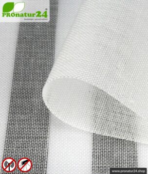 Abschirmstoff EVOLUTION mit integrierter Beschwerung. HF Abschirmung bis 30 dB. Knitterarm, strapazierfähig, pflegeleicht.