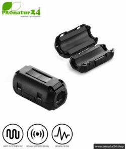 GRATIS Ferritkern Filter gegen Elektrosmog im Headsetkabel | schwarz, klickbar, für 5 mm Kabel. 1x Ferritkern als Geschenk!