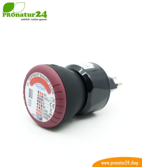 TESTAVIT SCHUKI 3 LCD Steckdosen Sockel Prüfgerät. Mit Adapter Schweiz. Schneller Check der Erdung und Verdrahtung.