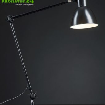 Geschirmte Leuchte für Schreibtisch und Arbeitsplatz und ideale Werklampe | 48 Watt | E27 | Design Schwarz | Wähle die Halterung!