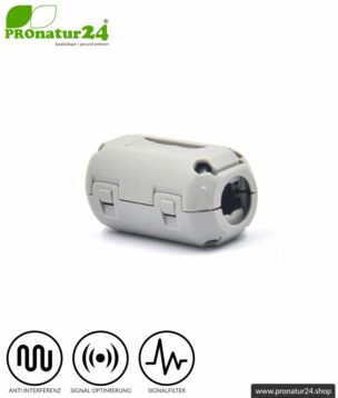 GRATIS Ferritkern Filter gegen Elektrosmog im Headsetkabel, grau, klickbar, für 5 mm Kabel. 1x FERRITKERN GESCHENK!