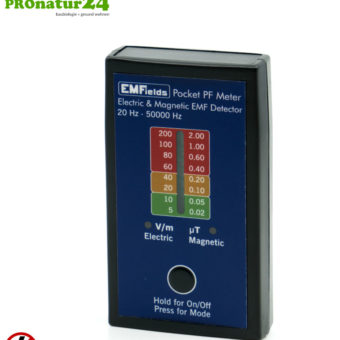 Pocket PF Meter | Niederfrequenz Messgerät für Elektrosmog NF | Erkennung elektrischer Felder und Magnetfelder | 15 bis 50.000 Hz. Potenialfreie Messung µT/mG.