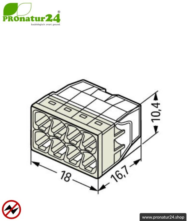 WAGO Compact Verbindungsdosenklemme | Modell 2273-208 | für 8 eindrähtige Leiter | Leiterquerschnitt 0,5 bis 2,5 mm² | 450V / 24 A | Alternative zur Lüsterklemme