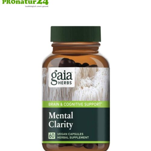 MENTAL CLARITY von Gaia Herbs | kann die Hirnleistung und Konzentration unterstützen | Pilze, Vitalpilze & Kräuter (Reishi, Cordyceps, Basilikum, Rosmarin, ...) | 60 Kapseln