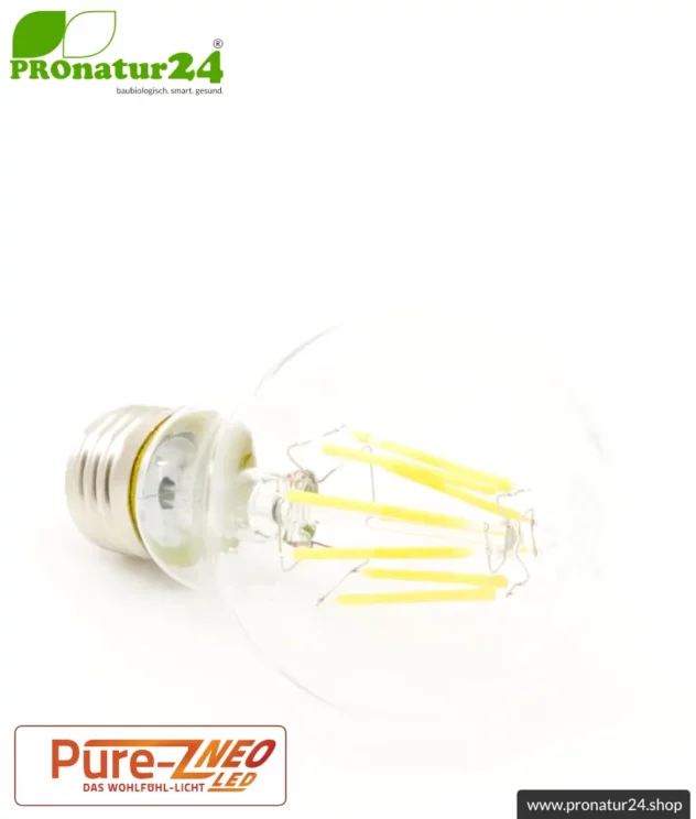 6,4 Watt LED Filament Pure-Z NEO von BioLicht | CRI 97 | Hell wie 55 Watt, 650 Lumen | warmweiß (2700 K) | flimmerfrei (< 1%), E27 Sockel