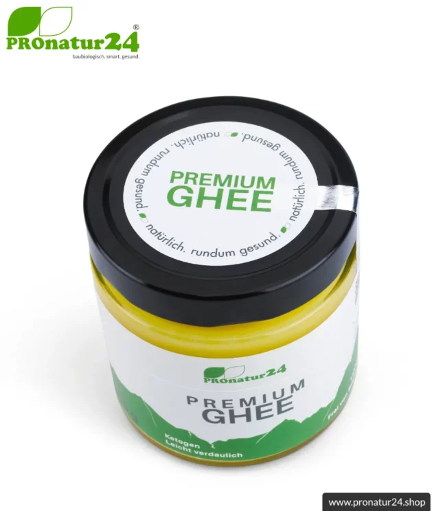 PREMIUM GHEE | Ayurvedisches Butterschmalz, zu 100% aus Heumilch (zert. Weidehaltung AT) | von Hand abgefüllt im Glas | perfekt für Low Carb und Ketogene Ernährung