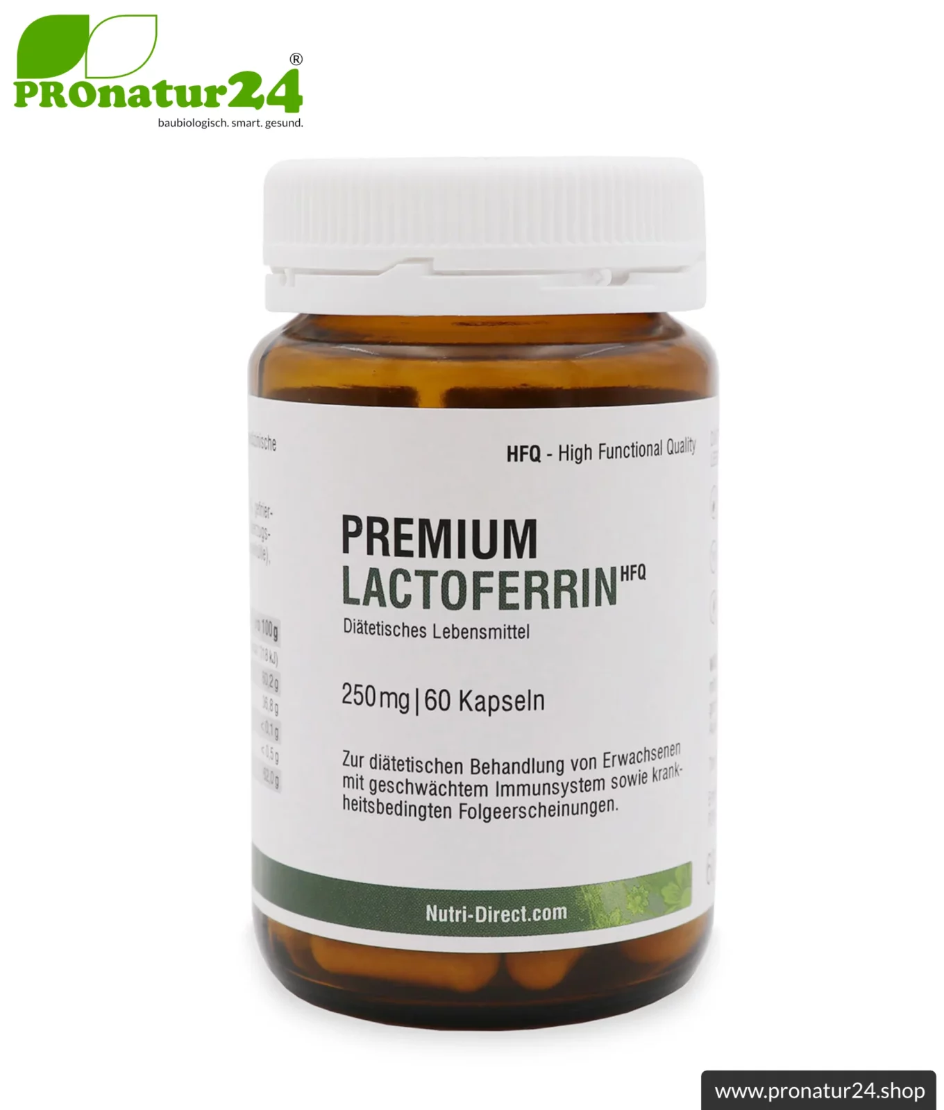 Lactoferrin HFQ Kapseln | 250 mg in höchster Reinheit | Diätetisches Lebensmittel in Premium Qualität