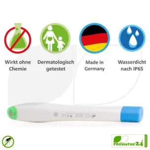 bite away® neo elektronischer Stichheiler mit LED Ring | ORIGINAL Stichheiler gegen Juckreiz bei Insektenstichen | chemiefrei | wasserdicht | stummschaltbar