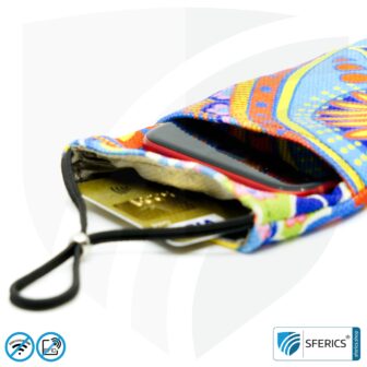 Handyhülle eWall | Handytasche Design regenbogen.blume | Anti Elektrosmog inkl. 5G | 3in1 Schutz inkl. RFID Datenschutz | iPhone, Android, Smartphone, usw.