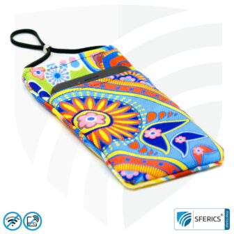 Handyhülle eWall | Handytasche Design regenbogen.blume | Anti Elektrosmog inkl. 5G | 3in1 Schutz inkl. RFID Datenschutz | iPhone, Android, Smartphone, usw.