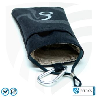 Handytasche eWall | Handyhülle in schwarz | Anti Elektrosmog inkl. 5G | 3in1 Schutz inkl. RFID Datenschutz | iPhone, Android, Smartphone, usw.