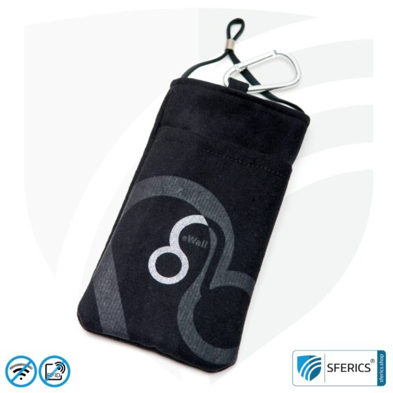 Handytasche eWall | Handyhülle in schwarz | Anti Elektrosmog inkl. 5G | 3in1 Schutz inkl. RFID Datenschutz | iPhone, Android, Smartphone, usw.