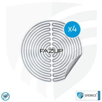 FAZUP family silver | Passive Antenne zur Reduktion vor Mobilfunkstrahlung | 4x Patch mit innovativem, messbarem Schutz vor HF Elektrosmog im € Sparen Set!