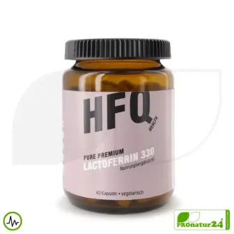 Lactoferrin 330 von HFQ | 40 Kapseln mit jeweils 330 mg in höchster Reinheit | Pure Premium - reines Lactoferrin 1 Lactoferrin HFQ HEALTH Kapseln | 330 mg in höchster Reinheit | Pure Premium | Diätetisches Lebensmittel in Premium Qualität