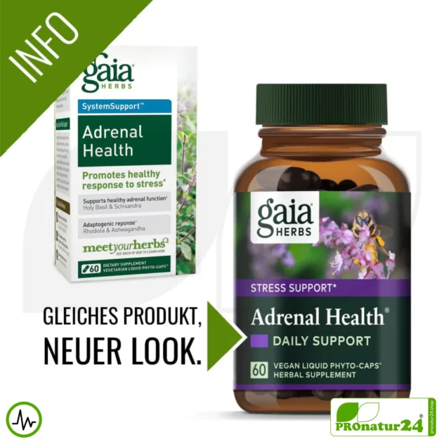 ADRENAL HEALTH von Gaia Herbs | Konzentration und Fokus im Alltag | Geeignet als Ergänzung bei intensivem Training + Höhentraining | 60 Kapseln