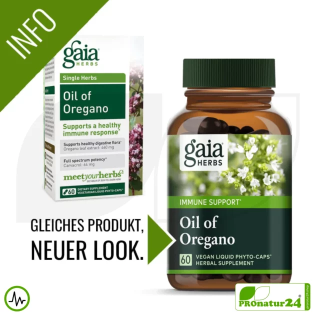 OIL OF OREGANO von Gaia Herbs | Power-Pflanze für die natürliche Widerstandsfähigkeit | Verdauung | Vitalität | Wohlbefinden | 60 Kapseln