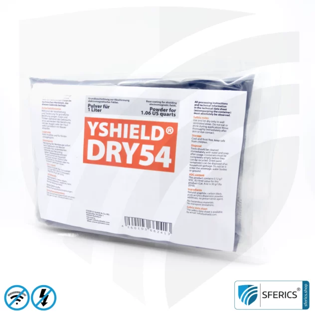 Abschirmfarbe DRY54 Spezial Pulverfarbe | HF Schirmdämpfung gegen Elektrosmog bis zu 84 dB bei 40 GHz | TÜV SÜD zertifiziert | Effektiv bei 5G! 1 Liter