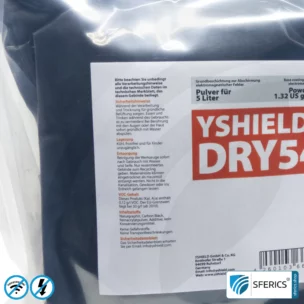 Abschirmfarbe DRY54 Spezial Pulverfarbe | HF Schirmdämpfung gegen Elektrosmog bis zu 84 dB bei 40 GHz | TÜV SÜD zertifiziert | Effektiv bei 5G! 5 Liter