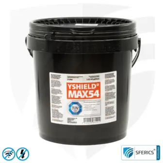 Abschirmfarbe MAX54 | HF Schirmdämpfung gegen Elektrosmog bis zu 100 dB bei 40 GHz | TÜV SÜD zertifiziert | Entwickelt für maximale Abschirmung von Elektrosmog durch 5G oder WIFI 6