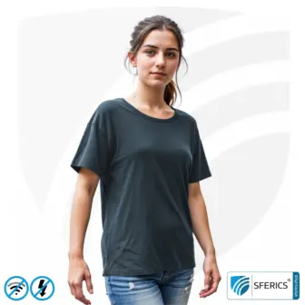 T-Shirt, abschirmend + schwarz | Schutz bis 40 dB vor HF Elektrosmog (Handy, WLAN, LTE) | strapazierfähig, aus Black-Jersey Abschirmstoff | 5G ready!