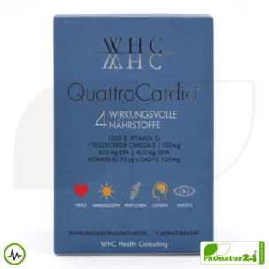 WHC QuattroCardio® (OMEGA-3 Fettsäuren, Vitamin D3, K2 und Q10 Ubichinol) | 90 Kapseln