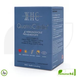 WHC QuattroCardio® (OMEGA-3 Fettsäuren, Vitamin D3, K2 und Q10 Ubichinol) | 90 Kapseln