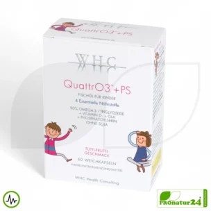 WHC QUATTRO3™ + PS Fischöl Komplex | Omega 3 für Kinder | 60 Weichkapseln