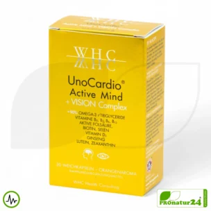 WHC UnoCardio® Active Mind + VISION Komplex | 30 Weichkapseln mit natürlichem Orangenaroma