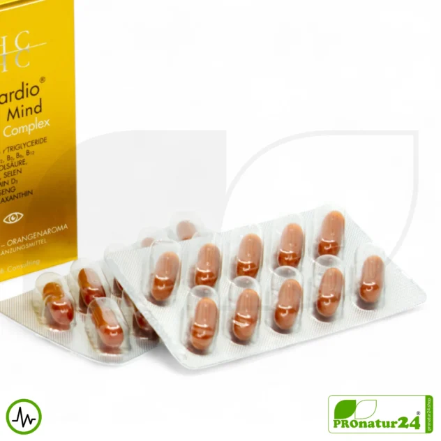 WHC UnoCardio® Active Mind + VISION Komplex | 30 Weichkapseln mit natürlichem Orangenaroma