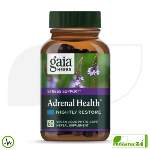 ADRENAL HEALTH - NIGHTLY RESTORE von Gaia Herbs | Die Nacht im Fokus | Nahrungsergänzung vor dem Schlafengehen | 60 Kapseln