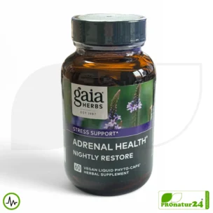 ADRENAL HEALTH - NIGHTLY RESTORE von Gaia Herbs | Die Nacht im Fokus | Nahrungsergänzung vor dem Schlafengehen | 60 Kapseln