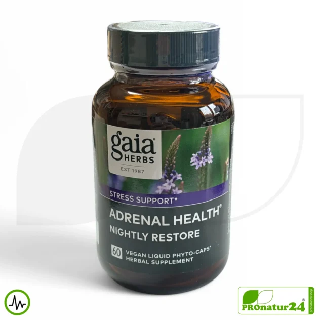 ADRENAL HEALTH - NIGHTLY RESTORE von Gaia Herbs | Die Nacht im Fokus | Nahrungsergänzung vor dem Schlafengehen | 60 Kapseln