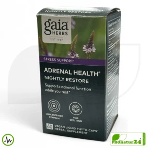 ADRENAL HEALTH - NIGHTLY RESTORE von Gaia Herbs | Die Nacht im Fokus | Nahrungsergänzung vor dem Schlafengehen | 60 Kapseln