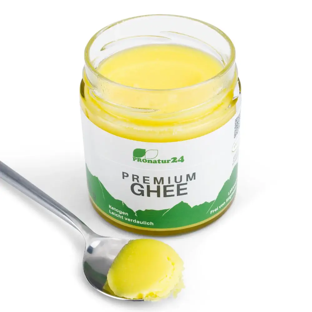 PREMIUM GHEE | Ayurvedisches Butterschmalz, zu 100% aus Heumilch (zertifizierte Weidehaltung AT) | von Hand abgefüllt im Glas | perfekt für Low Carb und Ketogene Ernährung. Feedbild.