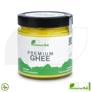 PREMIUM GHEE | Ayurvedisches Butterschmalz, zu 100% aus Heumilch (zertifizierte Weidehaltung AT) | von Hand abgefüllt im Glas | perfekt für Low Carb und Ketogene Ernährung