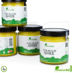 PREMIUM GHEE | Ayurvedisches Butterschmalz, zu 100% aus Heumilch (zertifizierte Weidehaltung AT) | von Hand abgefüllt im Glas | perfekt für Low Carb und Ketogene Ernährung