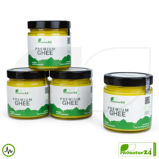 PREMIUM GHEE | Ayurvedisches Butterschmalz, zu 100% aus Heumilch (zertifizierte Weidehaltung AT) | von Hand abgefüllt im Glas | perfekt für Low Carb und Ketogene Ernährung