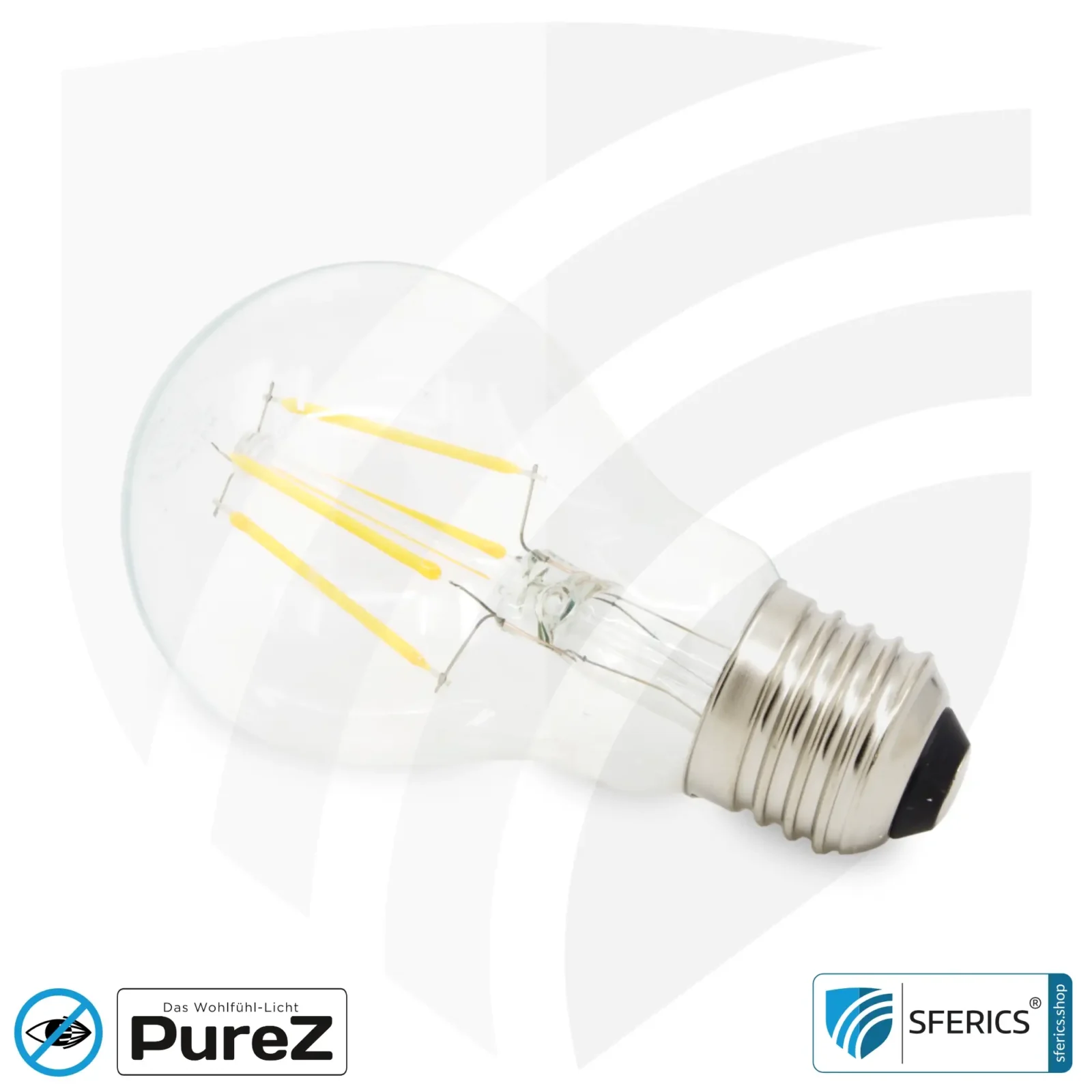 4,2 Watt LED Filament Pure-Z NEO | Hell wie 38 Watt, 400 Lumen | CRI 97 | flimmerfrei | warmweiß | E27 7 4,2 Watt LED Filament Pure-Z NEO | Hell wie 38 Watt, 400 Lumen | CRI 97 | flimmerfrei | warmweiß | E27 | klar