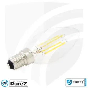 4 Watt LED Filament Kerze Pure-Z NEO | Hell wie 38 Watt, 400 Lumen | CRI 97 | flimmerfrei | warmweiß | E14 | klar