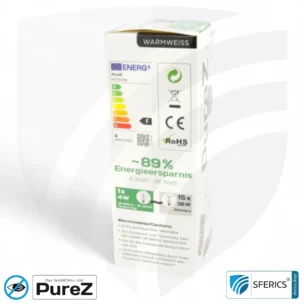 4 Watt LED Filament Kerze Pure-Z NEO | Hell wie 38 Watt, 400 Lumen | CRI 97 | flimmerfrei | warmweiß | E14 | klar