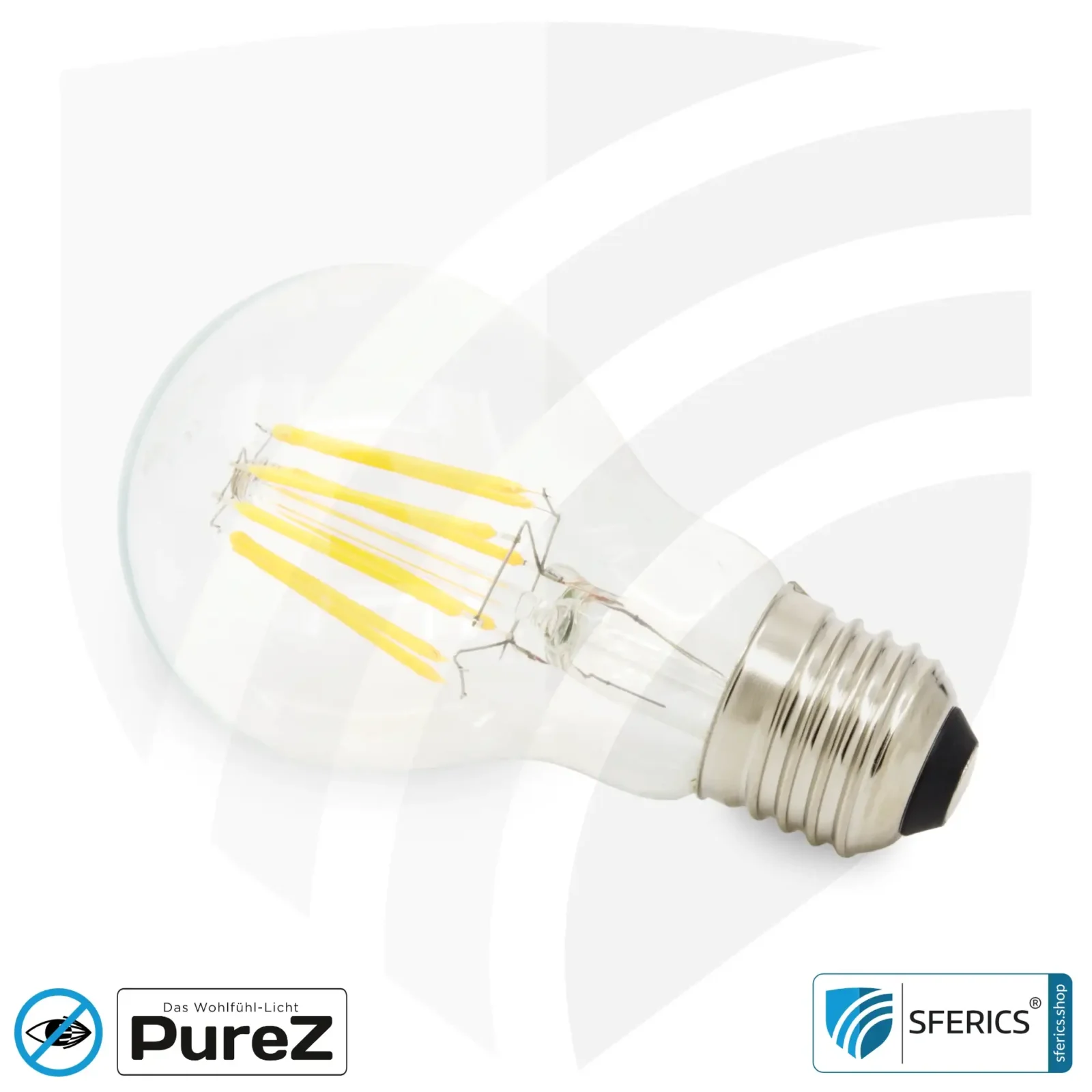 6,4 Watt LED Filament Pure-Z NEO | Hell wie 55 Watt, 650 Lumen | CRI 97 | flimmerfrei | warmweiß | E27 8 6,4 Watt LED Filament Pure-Z NEO | Hell wie 55 Watt, 650 Lumen | CRI 97 | flimmerfrei | warmweiß | E27. klar.