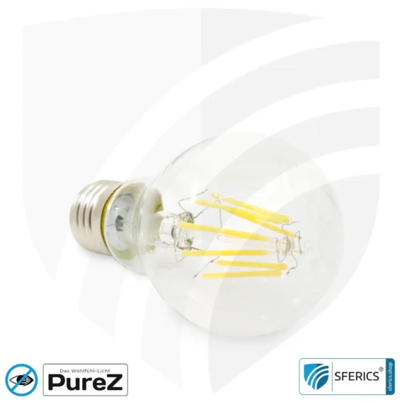 6,4 Watt LED Filament Pure-Z NEO | Hell wie 55 Watt, 650 Lumen | CRI 97 | flimmerfrei | warmweiß | E27. klar.